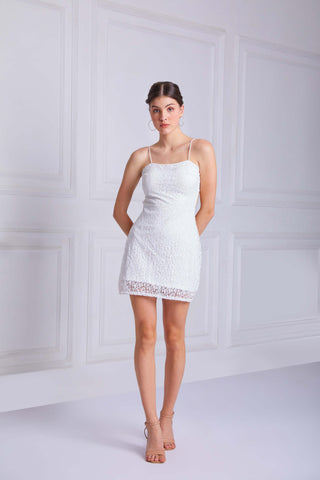 FREYA Cutout Mini Dress In White - VOUVELLA